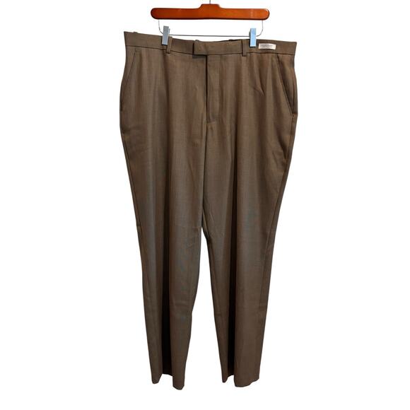 NWT Perry Ellis Men's Classic Fit Stretch Dress Pants Rock Taupe Sharkskin 38x32 - Picture 1 of 9